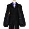 Luciano Carreli Collection Solid Black With Black Hand-Pick Stitching Super 150'S Vested Suit 6289-4282